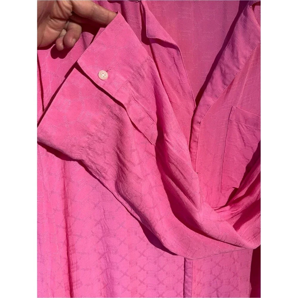 Savage × Fenty Monogram Voile Button Down Sleep Shirt Size XL Pink